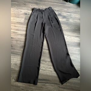 Babaton Black Wide-Leg Draped Trousers